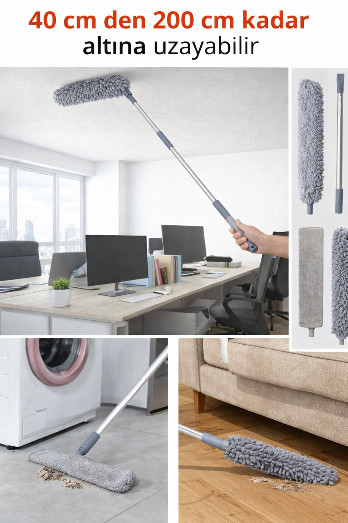 Ev ve Ofis İş tipi Çok Yönlü Boşluk Tavan ve Toz Alma Seti (40 cm 200 cm )