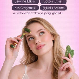 ORJiNAL Face Roller & Kalp Guasha Yüz Masaj Taşı Takımı (Orjinal Kutulu)