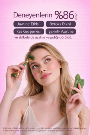 ORJiNAL Face Roller & Kalp Guasha Yüz Masaj Taşı Takımı (Orjinal Kutulu)