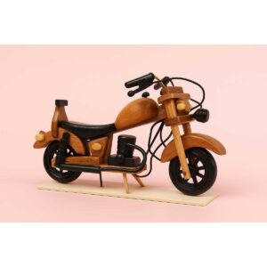 Retro Ahşap Vintage Motosiklet Biblo Orta Boy