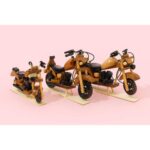 Retro Ahşap Vintage Motosiklet Biblo 3 Lü Set