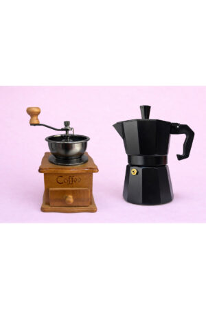 Kahve Değirmenive Moka Pot 9 luk 2 li Set