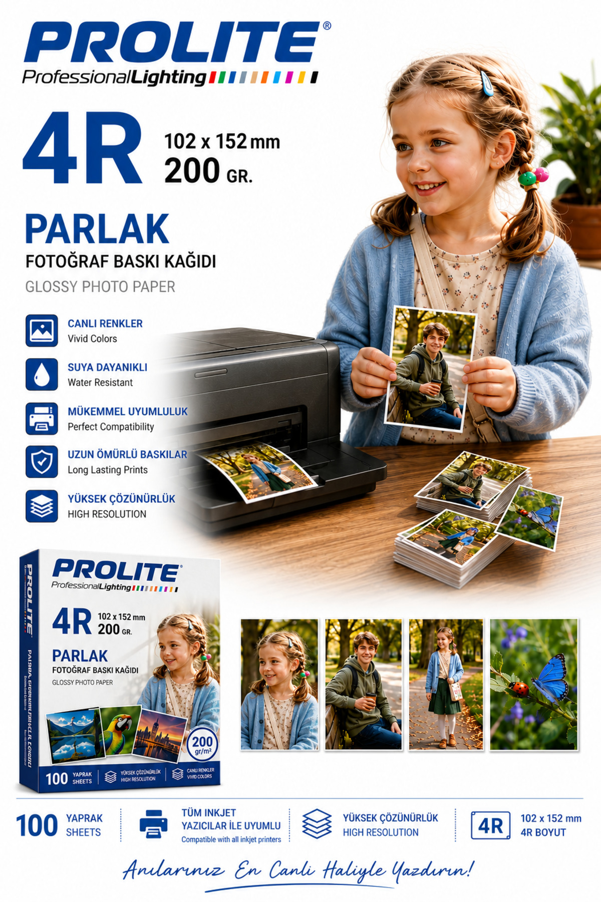Fotoğraf Resim Baskı Kağıdı 4R ( 1 Paket 50 Adet)