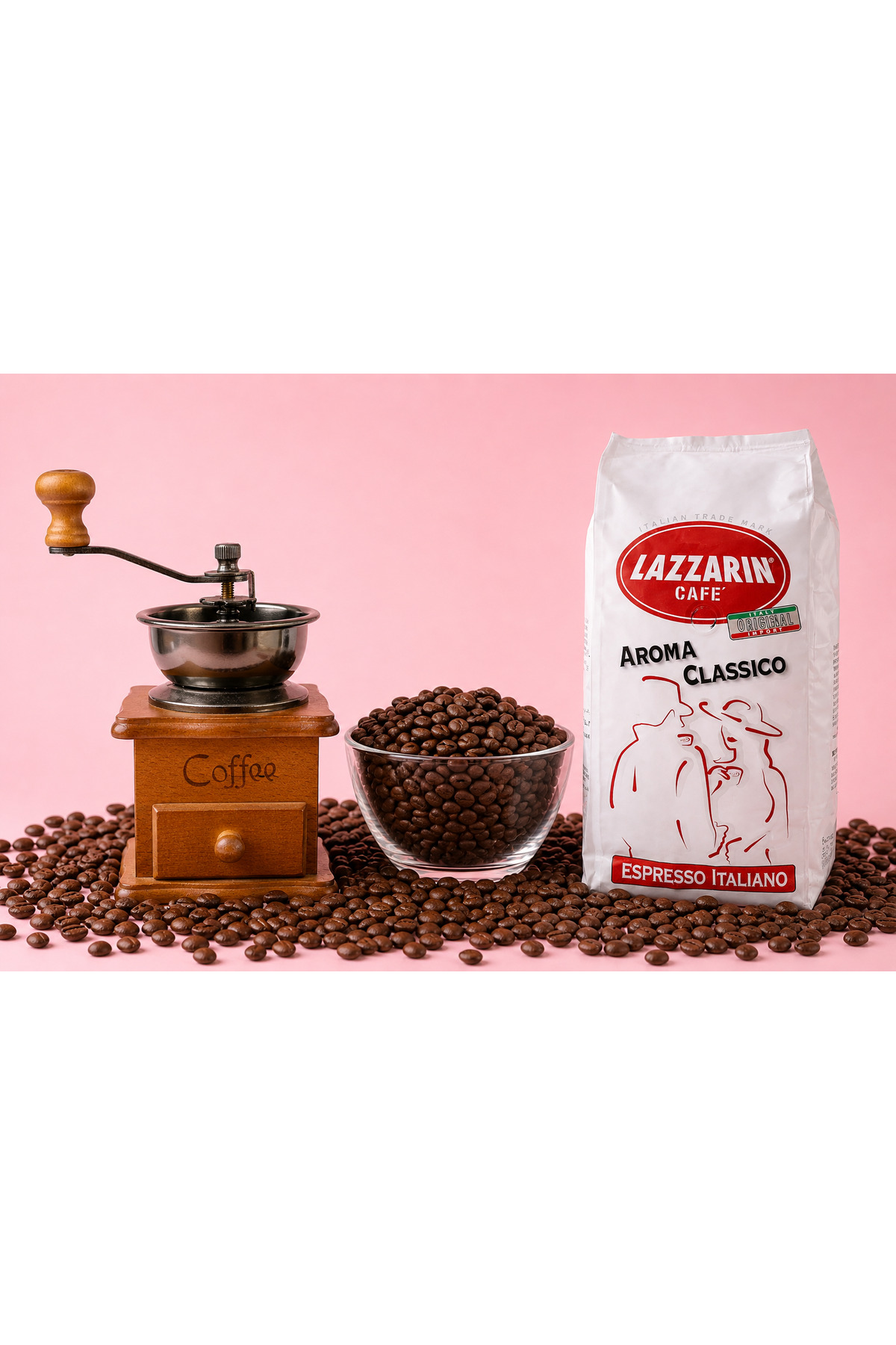 Ptolite Retro Kahve Değirmeni ve Lazzini Çekirdek Kahve Set